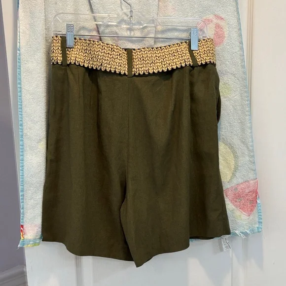 NWT Zara Olive Green Shorts with Woven Belt - Picture 3 of 5